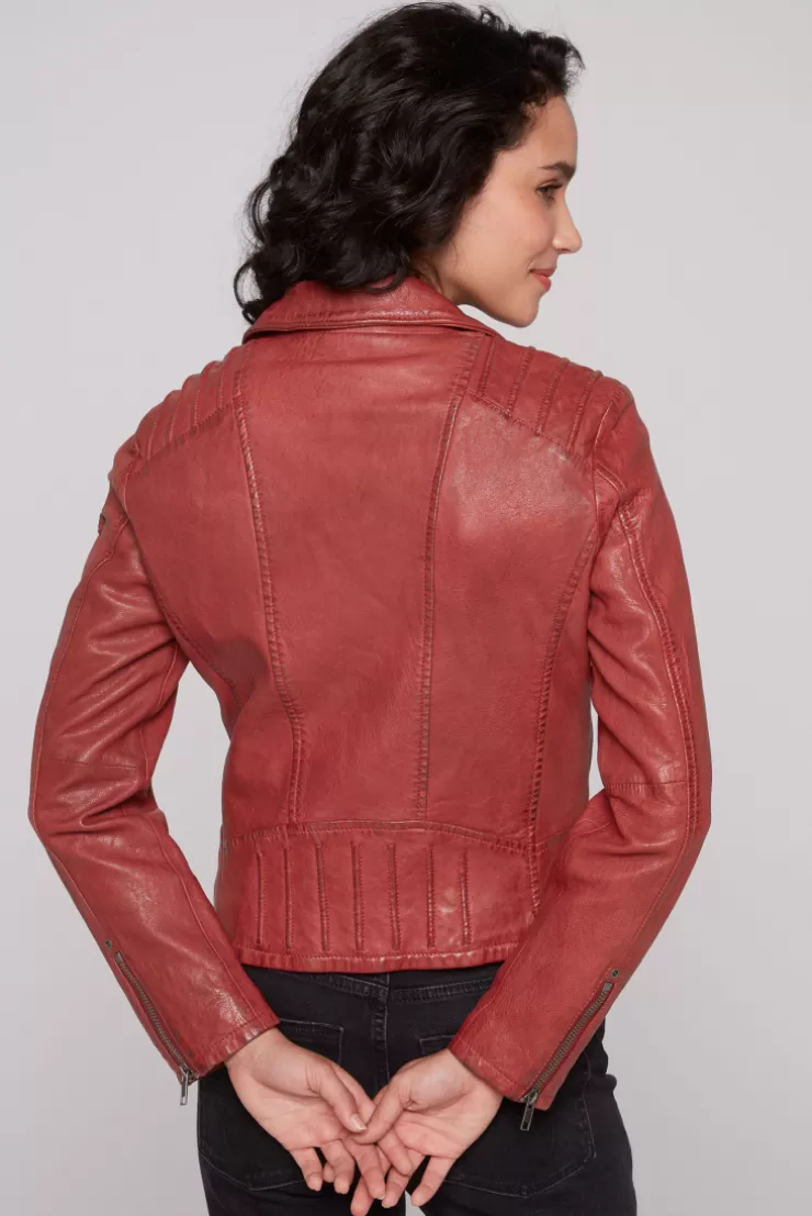 CAMP DAVID & SOCCX Bikerjacke aus Leder im Vintage Look red Outlet