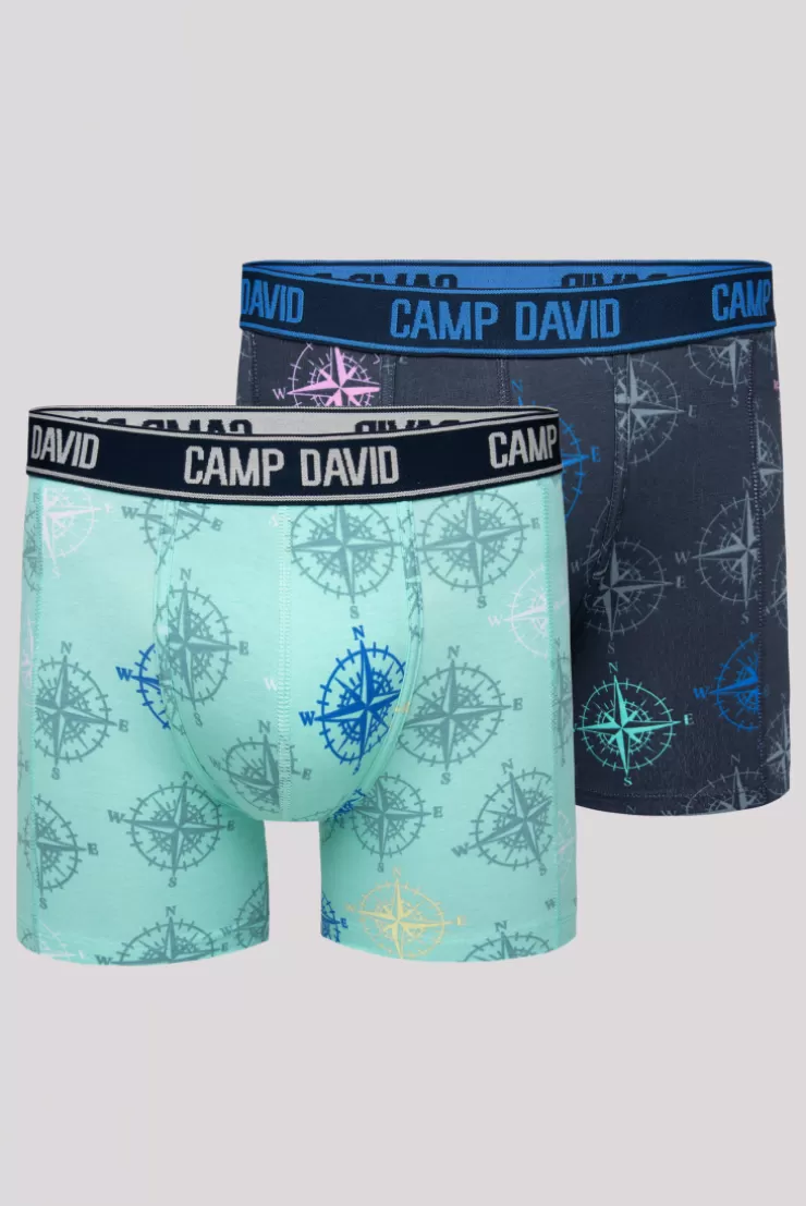 CAMP DAVID & SOCCX Boxershorts mit All Over Print, 2er-Pack blue navy / sun aqua Cheap