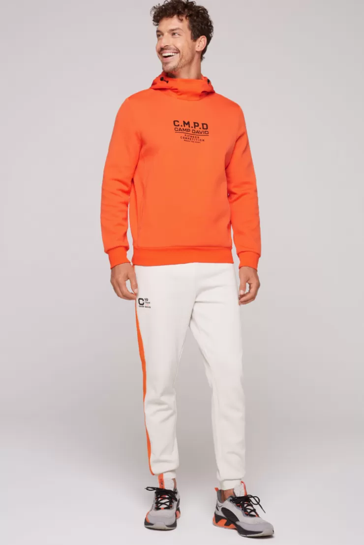 CAMP DAVID & SOCCX Hoodie im Materialmix mit Artwork und Rückentasche signal orange signalorange Discount