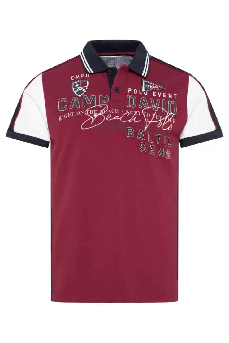 CAMP DAVID & SOCCX Pikee-Polo mit Color-Blocking und Artwork burgundy Cheap