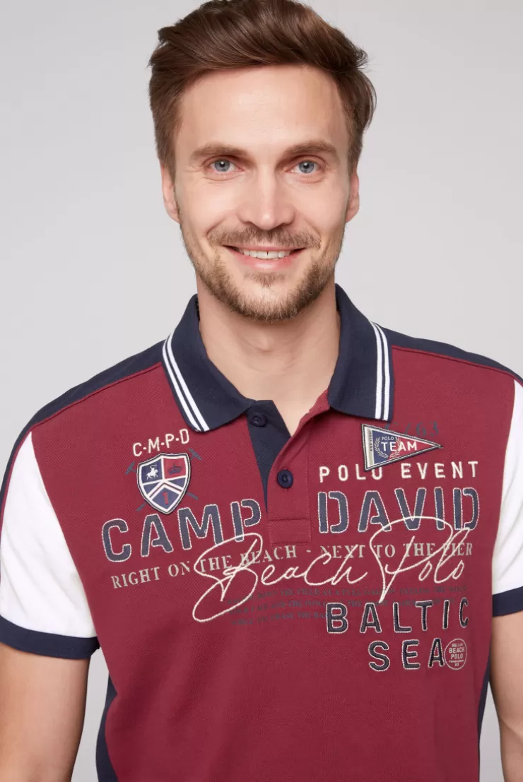 CAMP DAVID & SOCCX Pikee-Polo mit Color-Blocking und Artwork burgundy Cheap