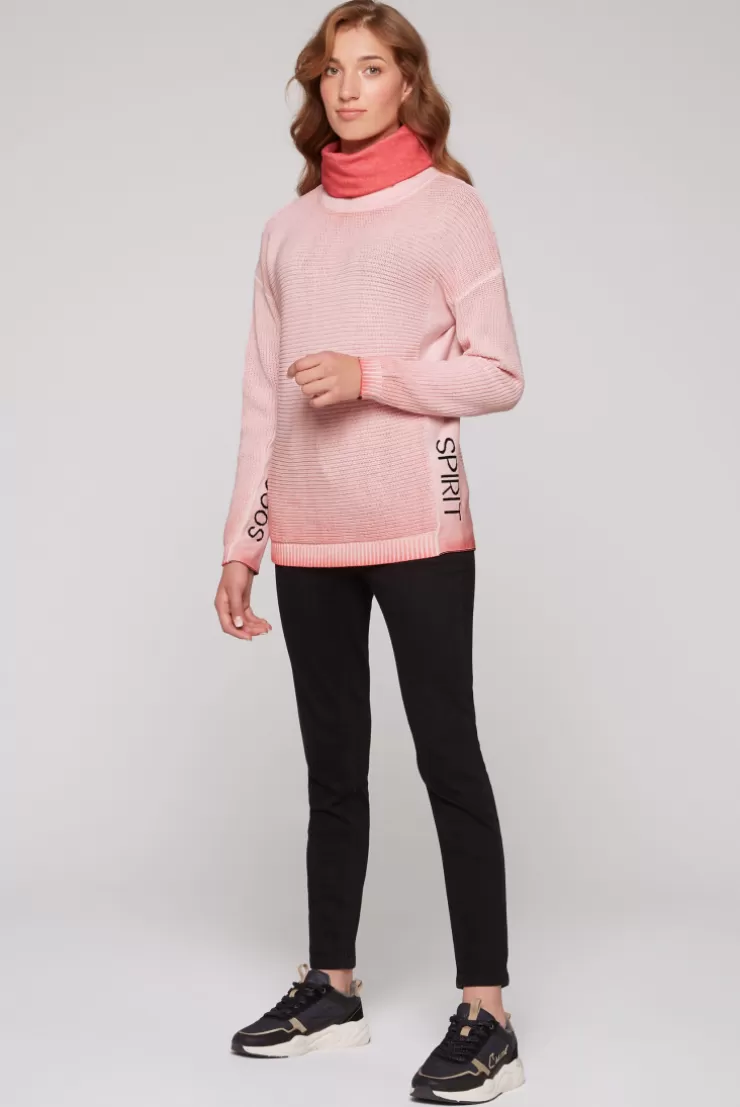 CAMP DAVID & SOCCX Pullover Oil Dyed mit Rollkragen und Intarsia-Logo pure coral purecoral Hot