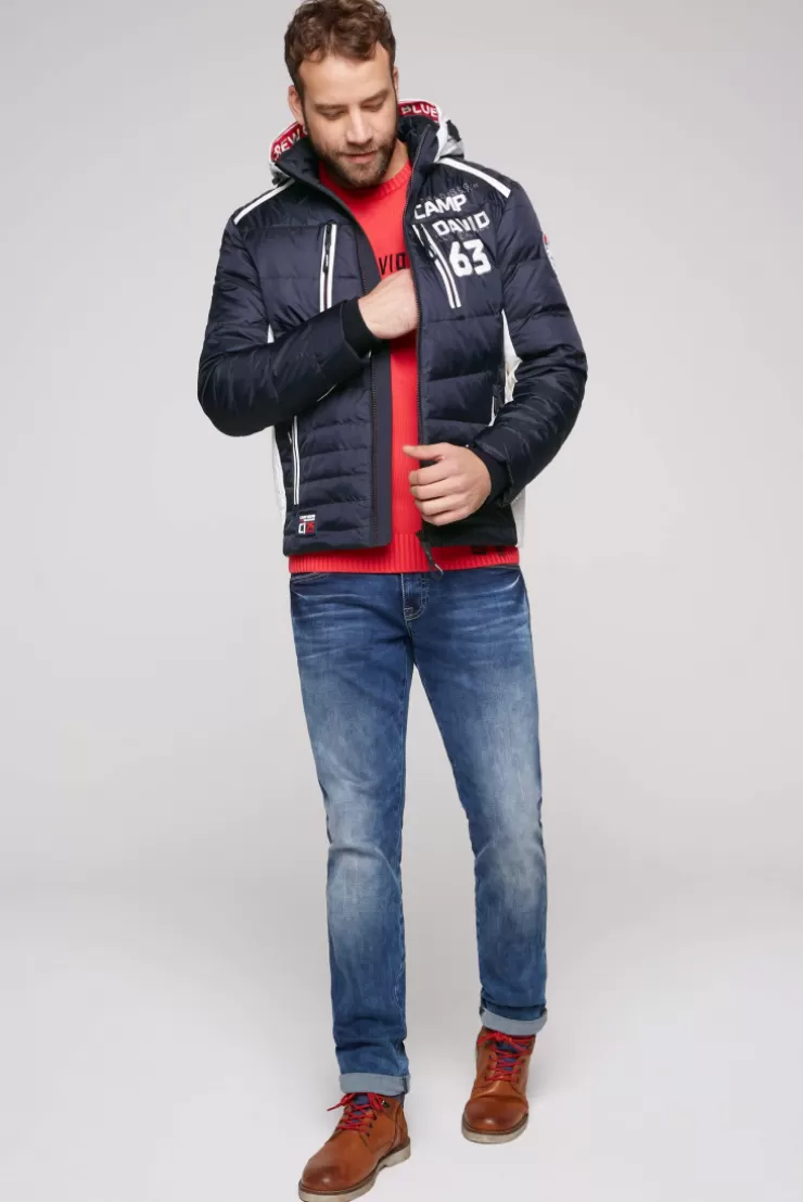 CAMP DAVID & SOCCX Steppjacke im Colour Design mit Logo Artworks deep sea deepsea Flash Sale