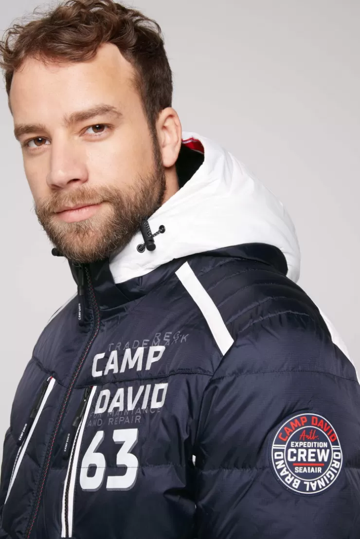 CAMP DAVID & SOCCX Steppjacke im Colour Design mit Logo Artworks deep sea deepsea Flash Sale