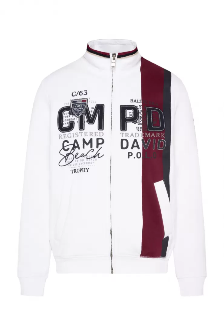 CAMP DAVID & SOCCX Sweatjacke mit Color-Blocking und Artworks opticwhite Discount
